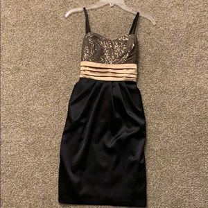 Black and gold strapped dress